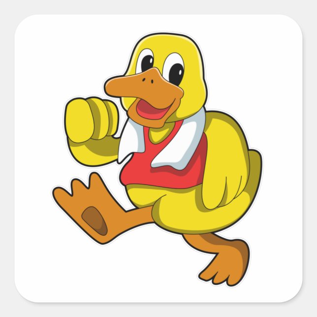 Duck at Running Square Sticker (Front)