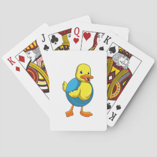 Duck at Swimming with Swim ring Playing Cards