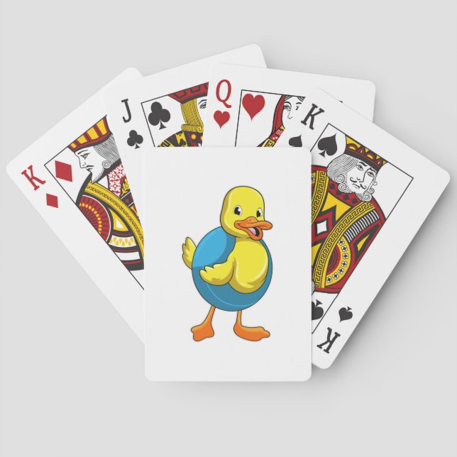 Duck at Swimming with Swim ring Playing Cards (Back)