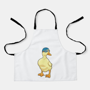 Duck at Swimming with Swimming goggles Apron