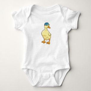 Duck at Swimming with Swimming goggles Baby Bodysuit