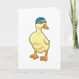 Duck at Swimming with Swimming goggles Card