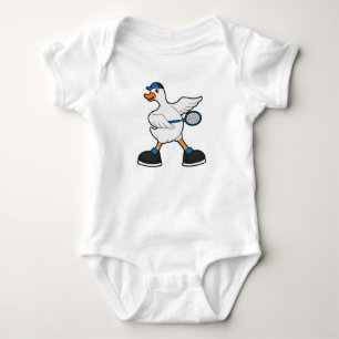 Duck at Tennis with Tennis racket & Cap Baby Bodysuit