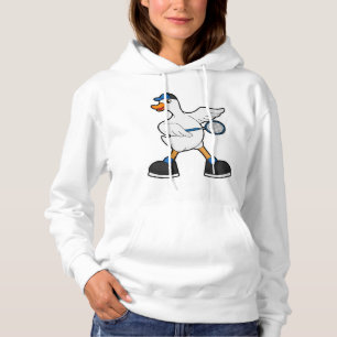 Duck at Tennis with Tennis racket & Cap Hoodie