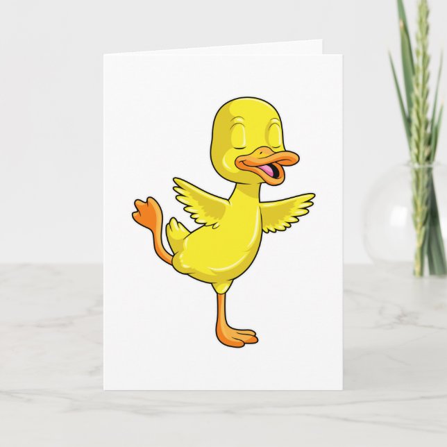 Duck at Yoga Fitness on a Leg Card (Front)