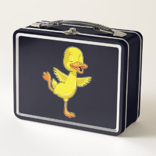 Duck at Yoga Fitness on a Leg Metal Lunch Box