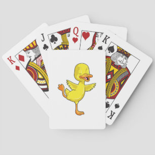 Duck at Yoga Fitness on a Leg Playing Cards