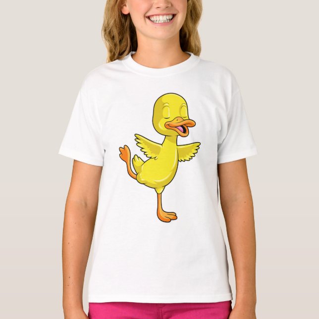 Duck at Yoga Fitness on a Leg T-Shirt (Front)