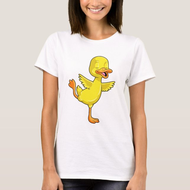 Duck at Yoga Fitness on a Leg T-Shirt (Front)