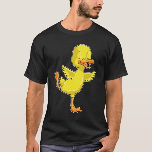 Duck at Yoga Fitness on a Leg T-Shirt (Front)