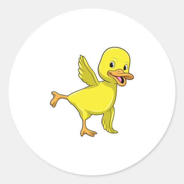 Duck at Yoga Stretching exercise Classic Round Sticker (Front)