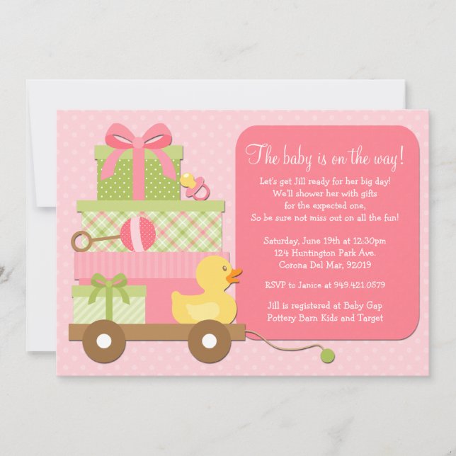 Duck Baby Girl Shower Invitation (Front)