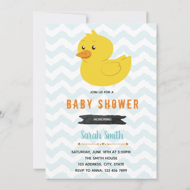 Duck baby shower birthday party invitation (Front)