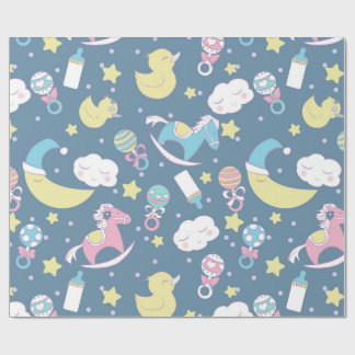 Duck Baby shower Blue Wrapping Paper
