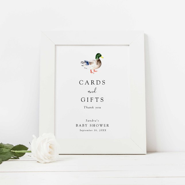 Duck Baby Shower Elegant Cards and Gifts Sign (Creator Uploaded)