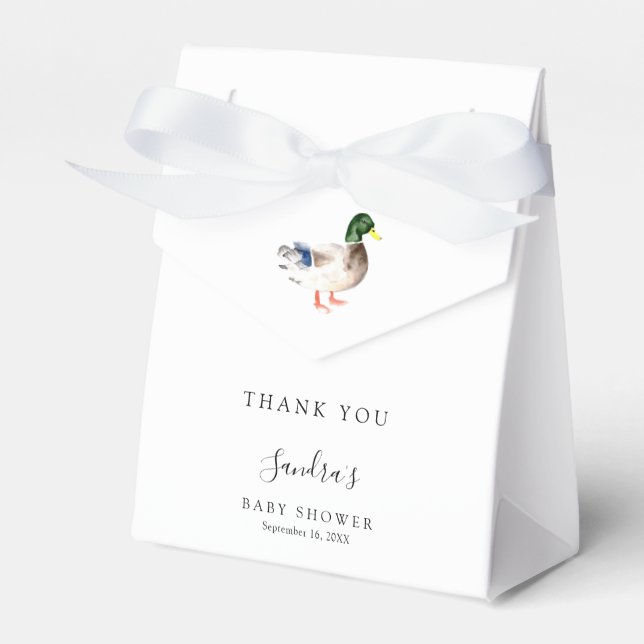 Duck Baby Shower Elegant Thank you Minimal Favour Box (Front Side)