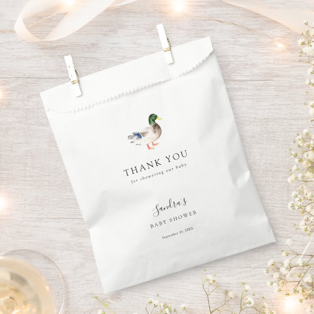 Duck Baby Shower Elegant Thank you Script Chic Favour Bags (Clipped)