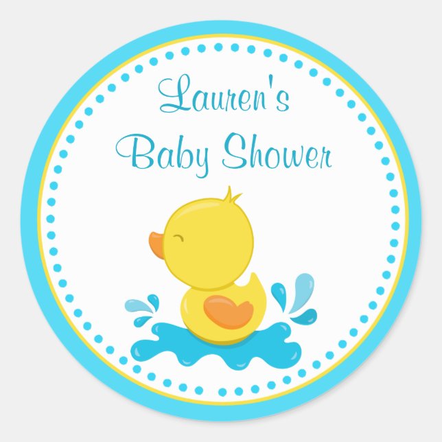 Duck Baby Shower Favour Tag Stickers (Front)