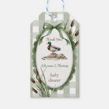 Duck Baby Shower Gingham Green Thank You