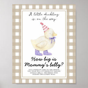 Duck baby shower - how big is mummy's belly game poster