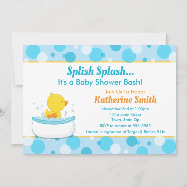 Duck Baby Shower Invitation Baby Duck Boy (Front)