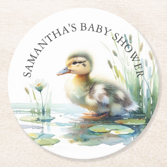 Duck Baby Shower Personalised Coasters (Front)