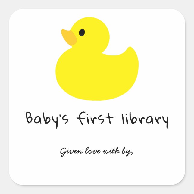 Duck - Baby's first library Square Sticker (Front)