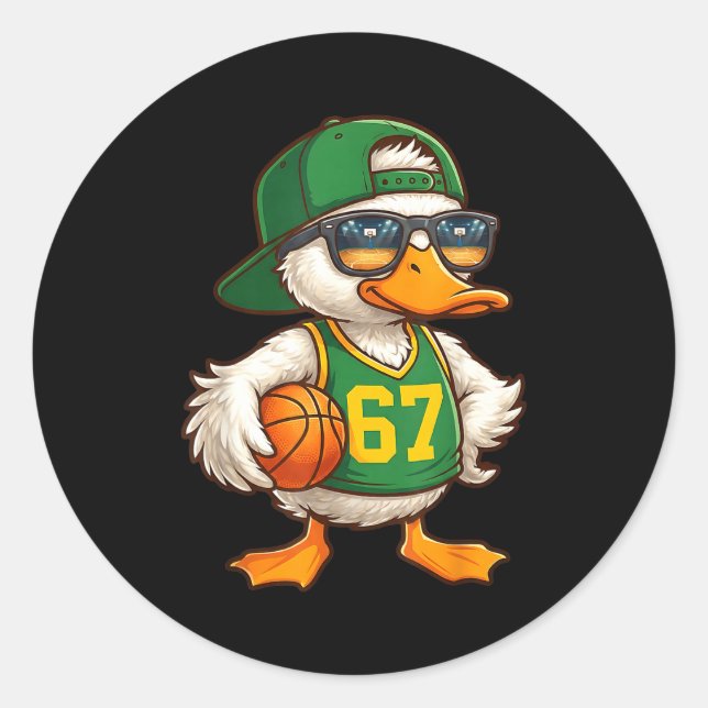 Duck Basketball 67 Gen Alpha Slang Srts Men Boys K Classic Round Sticker (Front)