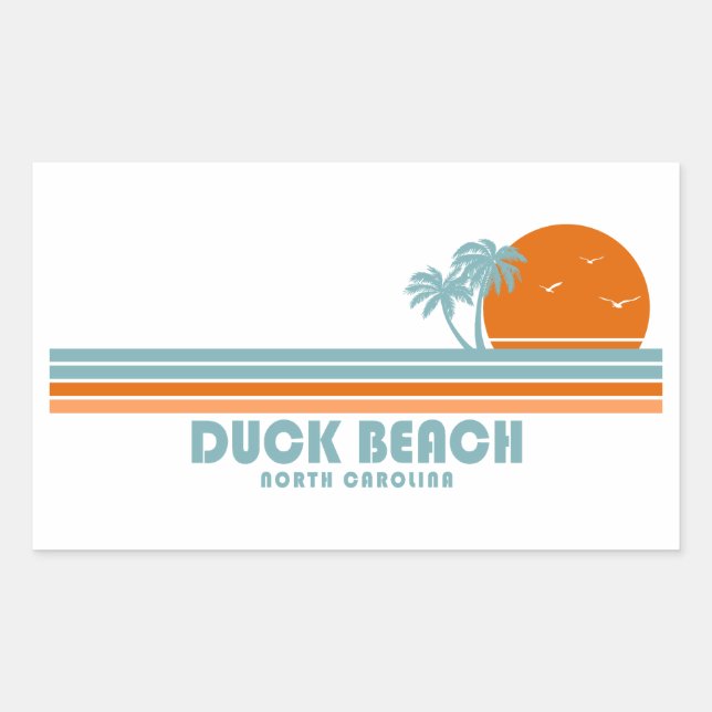 Duck Beach North Carolina Sun Palm Trees Rectangular Sticker (Front)