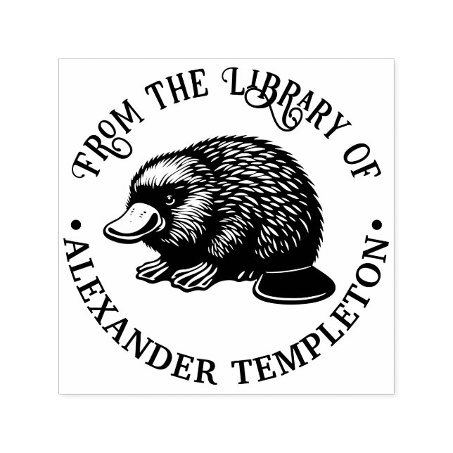 Duck Billed Platypus #3P Library Book Name Self-inking Stamp (Design)