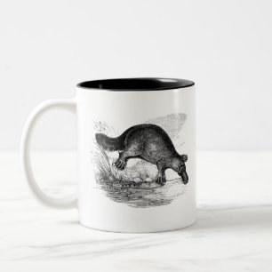 Duck-billed platypus Black and white Drawing Two-Tone Coffee Mug
