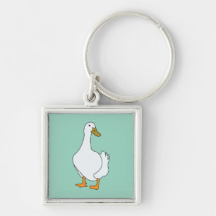 Duck Bird White Duck  Key Ring