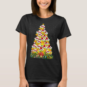 Duck Bird   Xmas Lights Santa Duck Christmas Tree T-Shirt