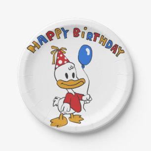 Duck birthday cartoon choose background colour paper plate