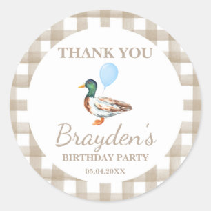 Duck Birthday Round Sticker