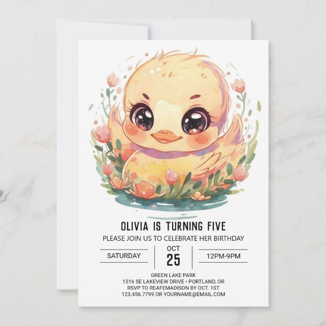 Duck Boho Birthday Invitation (Front)