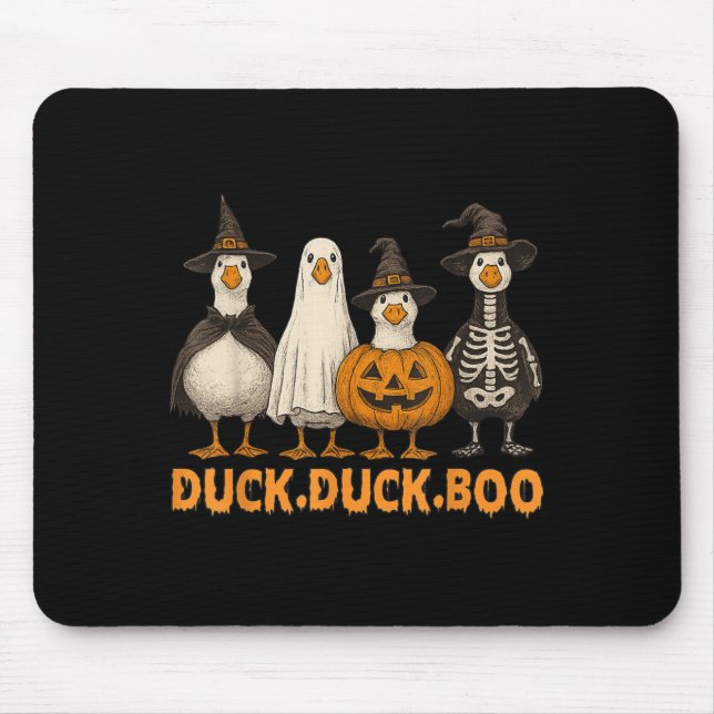 Duck Boo Funny Cute Soky Halloween Family Goose Pu Mouse Mat (Front)