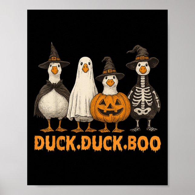 Duck Boo Funny Cute Soky Halloween Family Goose Pu Poster (Front)