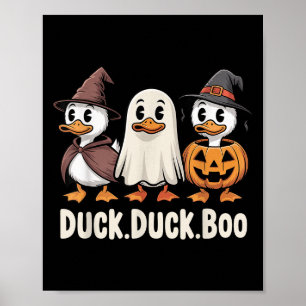 Duck Boo Funny Cute Soky Halloween Retro Goose Pum Poster