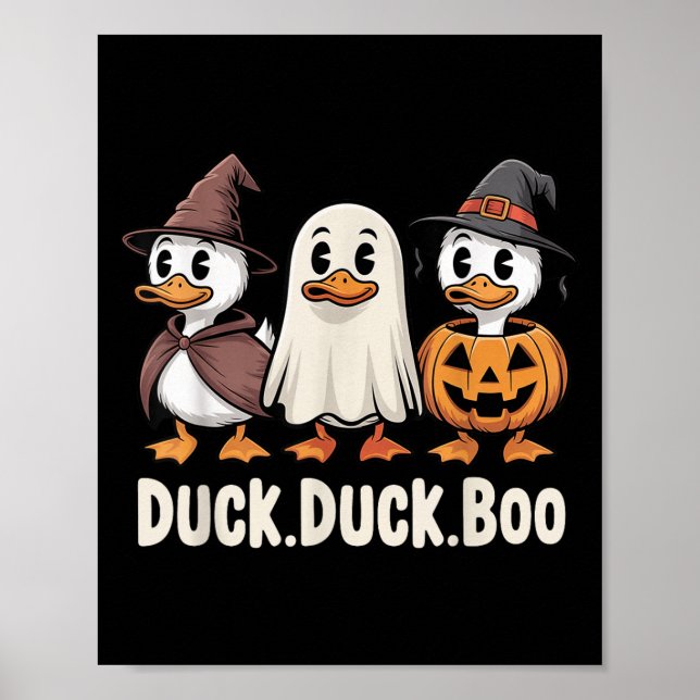 Duck Boo Funny Cute Soky Halloween Retro Goose Pum Poster (Front)