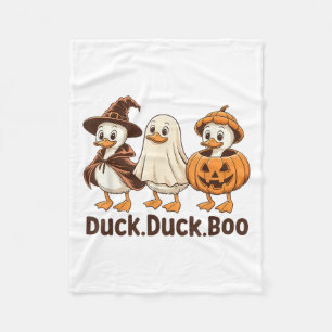 Duck Boo Funny Cute Spooky Halloween Retro Goose P Fleece Blanket