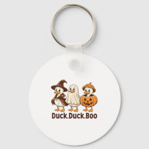 Duck Boo Funny Cute Spooky Halloween Retro Goose P Key Ring