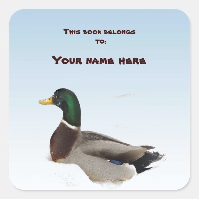 Duck Bookplate Square Sticker (Front)