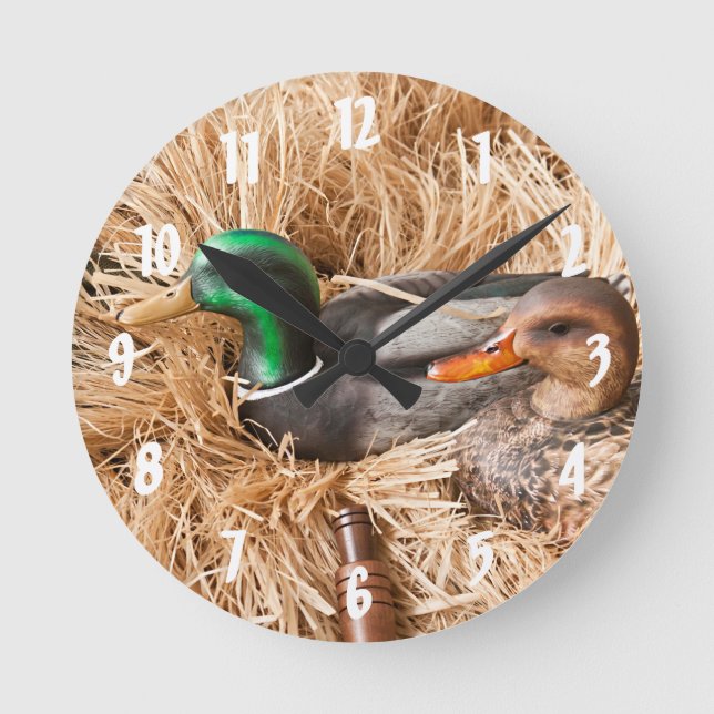Duck Call Mallard Drake Hunting Hunters Wall Clock (Front)