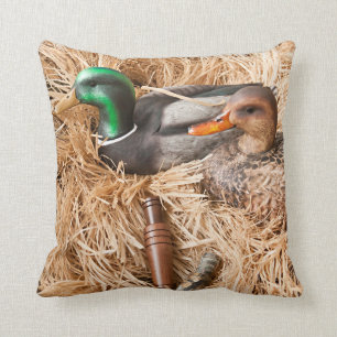 Duck Call Mallard Drake Hunting Throw Couch Pillow