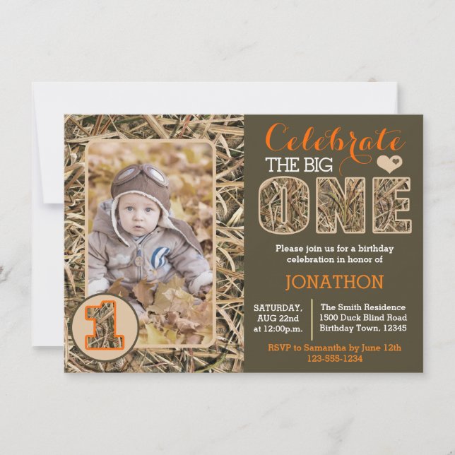 Duck Camo / Camouflage First Birthday Party Invitation (Front)