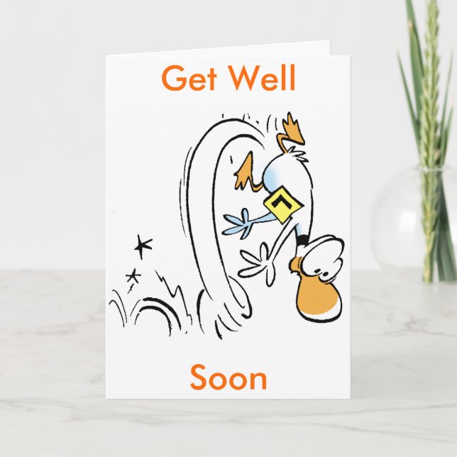 Duck Cartoon Get Well Soon Card (Front)