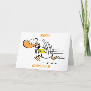 Duck Cartoon Merry Christmas Holiday Card