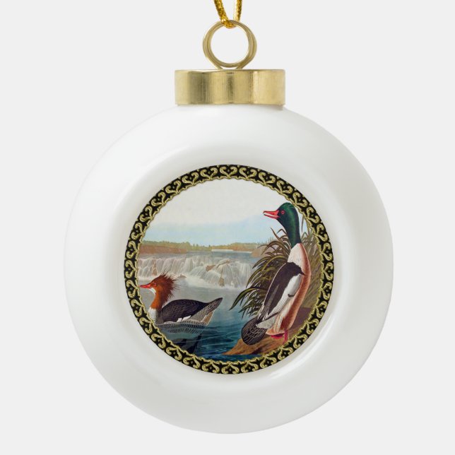 Duck Ceramic Ball Christmas Ornament (Front)
