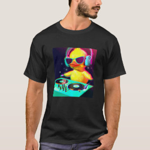 Duck Chick DJ Party Club Disc Jockey Gif EDM Dance T-Shirt